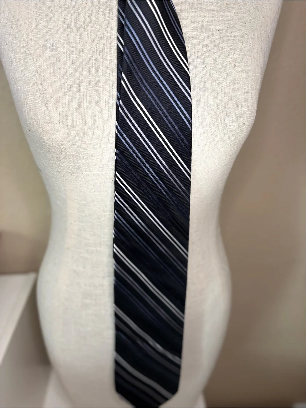 Nicole Miller Men’s Silk Blend Striped Tie Black Gray White Business Formal